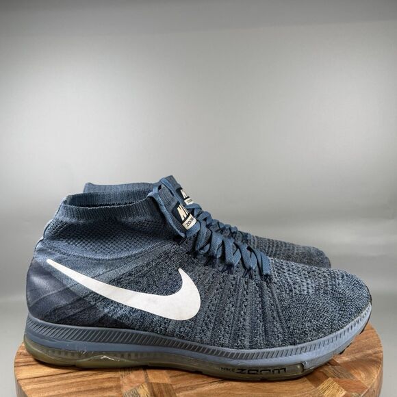 Nike Zoom All Out Flyknit Lace Up Sneaker Blue Running Shoes Size 13 Mens 844134 - Picture 1 of 8